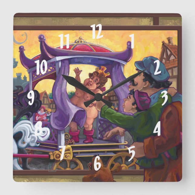 The Emperor’s New Clothes Art Square Wall Clock (Front)