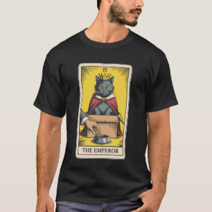 The Emperor Tarot Card Cat In Box Food Bowl Funny T-Shirt