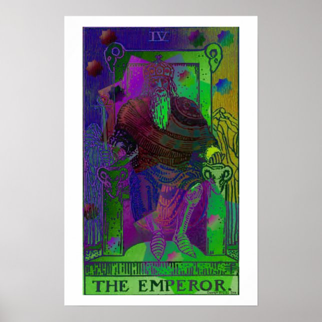 The Emperor Tarot Card Psychedelic Poster (Front)