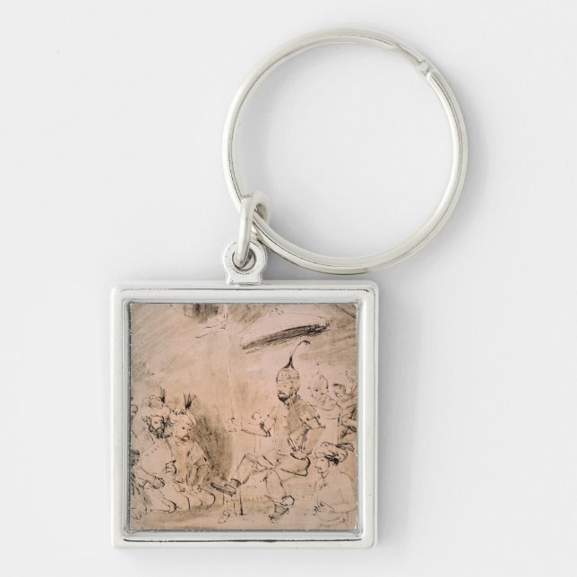 The Emperor Timur  on his Throne Key Ring (Front)