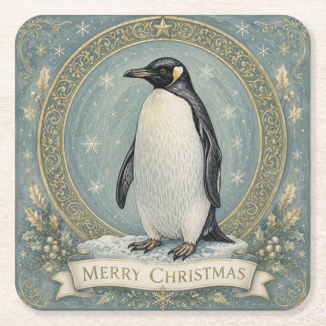 The Emperor's Yuletide Greeting Square Paper Coaster (Front)