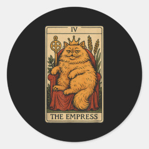The Empress Cat Tarot Card Funny Witchy Mystical K Classic Round Sticker