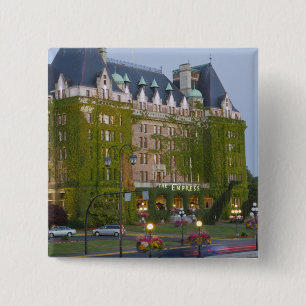 The Empress Hotel at the inner harbour in 15 Cm Square Badge