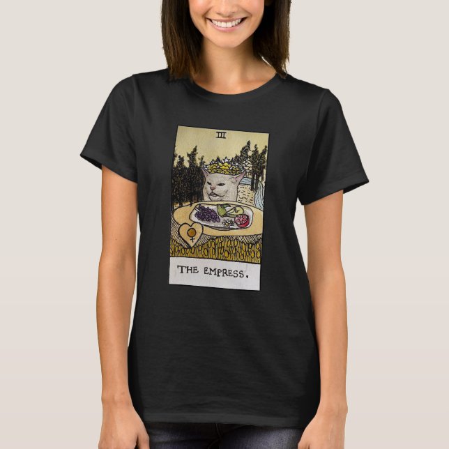 The Empress Tarot Card Cat Meme T-Shirt (Front)