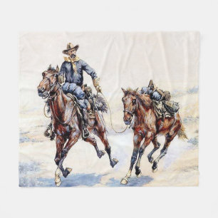 The Empty Saddle Western Art by Frederic Remington Fleece Blanket
