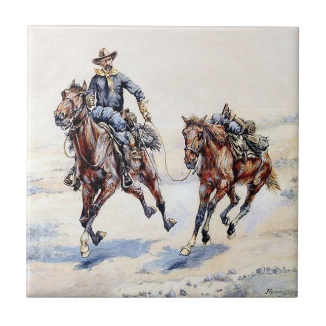 The Empty Saddle Western Art by Frederic Remington Tile (Front)