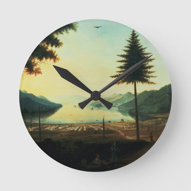 The Encampment at Lake George, New York, 1759 (oil Round Clock (Front)