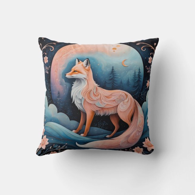 "The Enchanted Ember Fox" Cushion (Back)