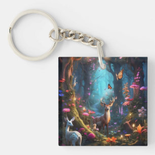 The Enchanted Forest a Mystical Oasis Key Ring