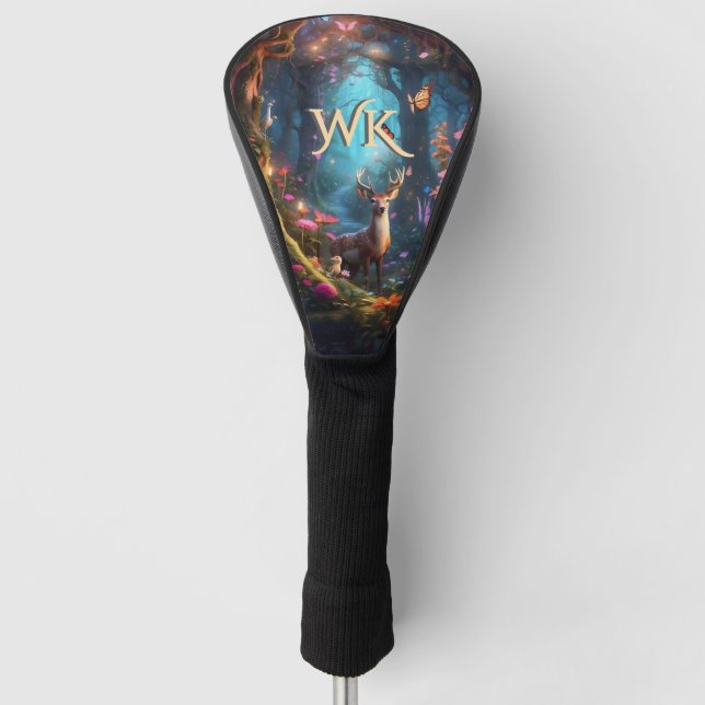 The Enchanted Forest a Mystical Oasis Monogrammed  Golf Head Cover (Front)