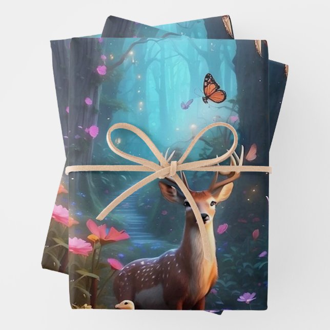 The Enchanted Forest a Mystical Oasis Wrapping Paper Sheet (In situ)
