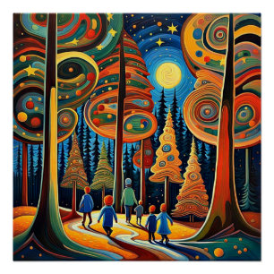 The Enchanted Forest in Moonlight Poster