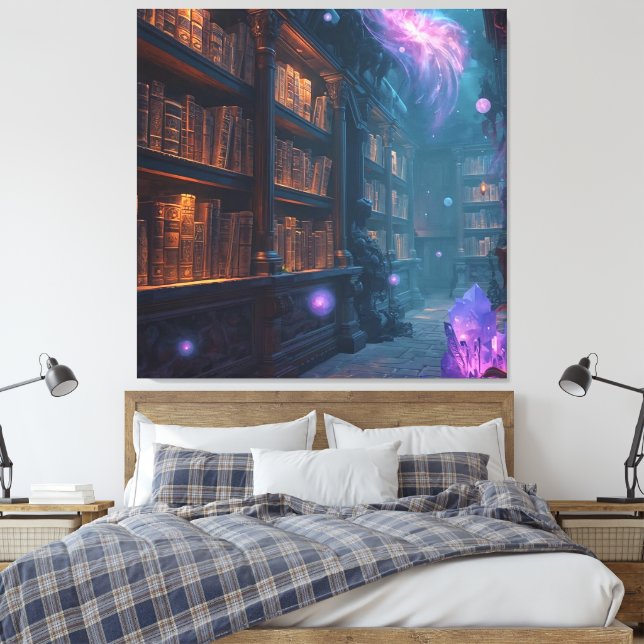 The Enchanted Library Canvas Print (Insitu(Bedroom))