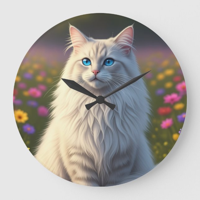 The enchanted meadow cat wall clock (Front)