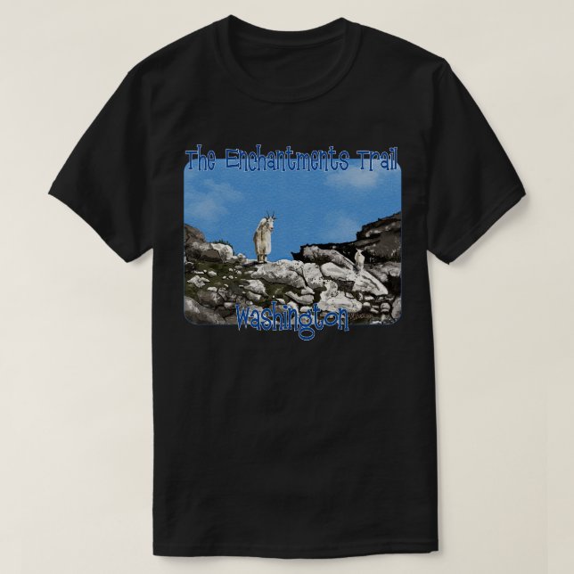 The Enchantments Trail Mountain Goats Washington T-Shirt (Design Front)