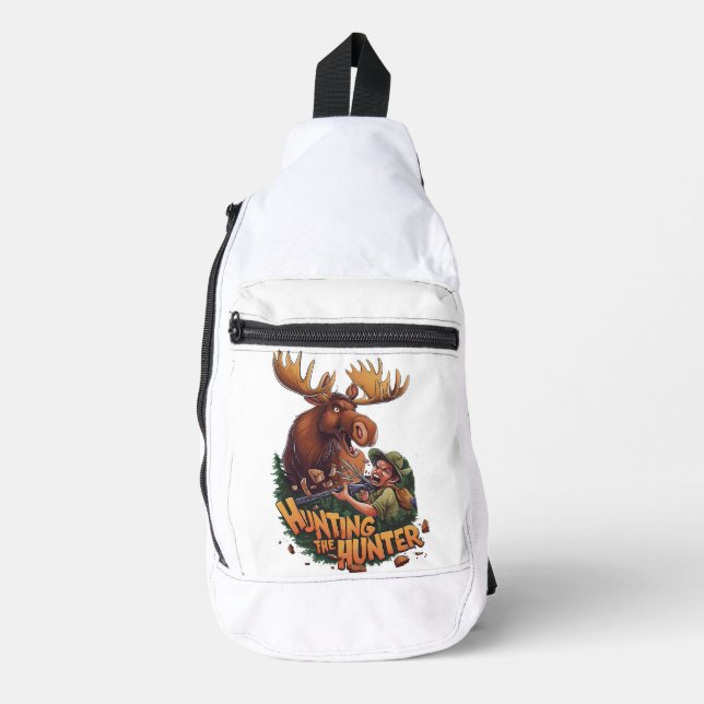 The Encounter moose hunting humourous Sling Bag (Front)