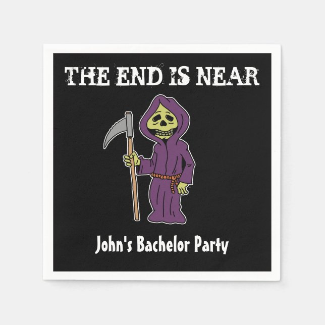 The End Is Near Grim Reaper Bachelor Party Napkins (Front)