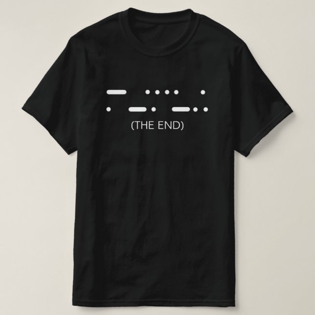 The End Morse Code Minimalist Black T-Shirt (Design Front)