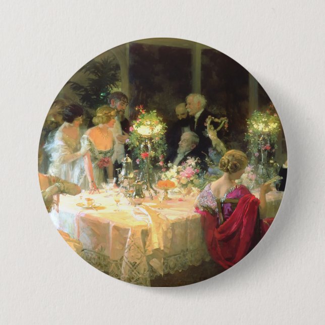 The End Of Dinner 1913 By Jules Alexandre Grun 7.5 Cm Round Badge (Front)