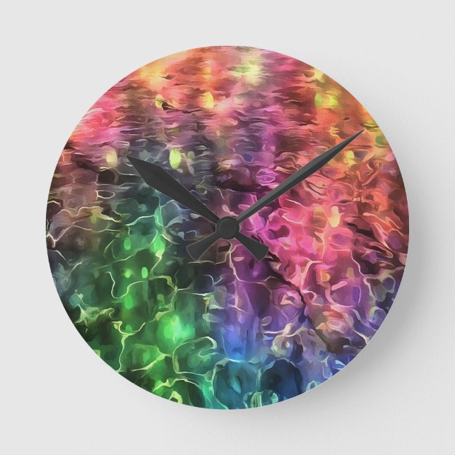 The End Of The Rainbow Bizarre Abstract Art Round Clock (Front)