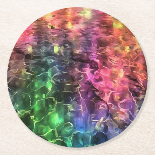 The End Of The Rainbow Bizarre Abstract Art Round Paper Coaster