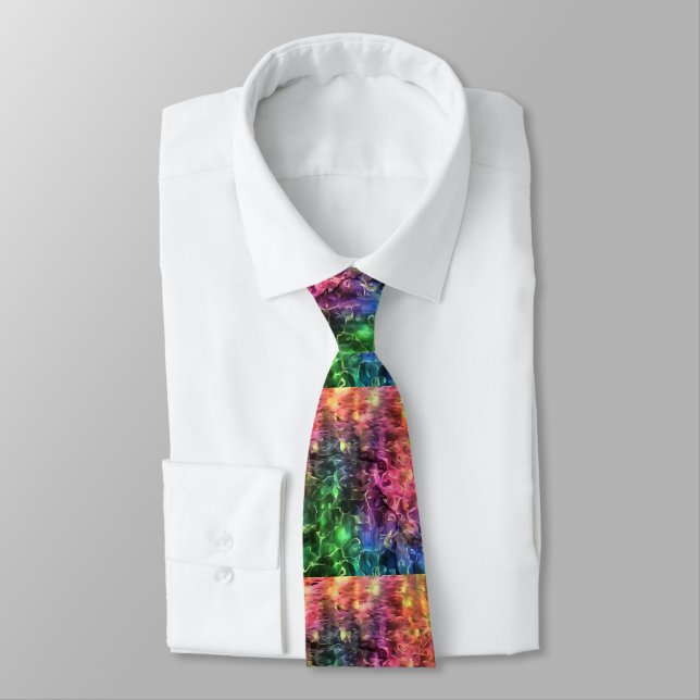 The End Of The Rainbow Bizarre Abstract Art Tie (Tied)