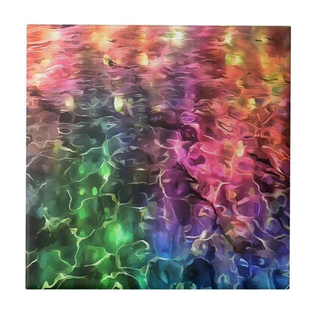 The End Of The Rainbow Bizarre Abstract Art Tile (Front)
