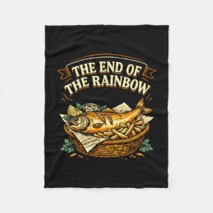 The end of the rainbow funny fish and chips fleece blanket