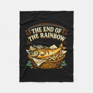 The end of the rainbow funny fish and chips fleece blanket