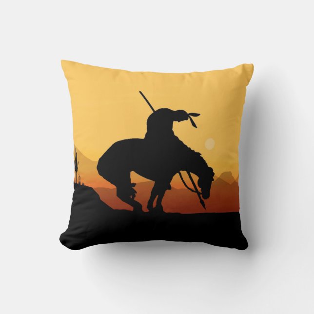 The End of the Trail Silhouette Throw Pillow (Front)