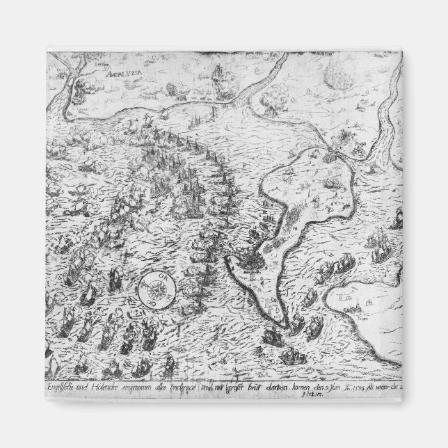 The English and Dutch Force facing Spanish Fleet Magnet (Front)
