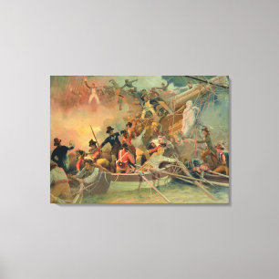 The English navy conquering a French ship Canvas Print