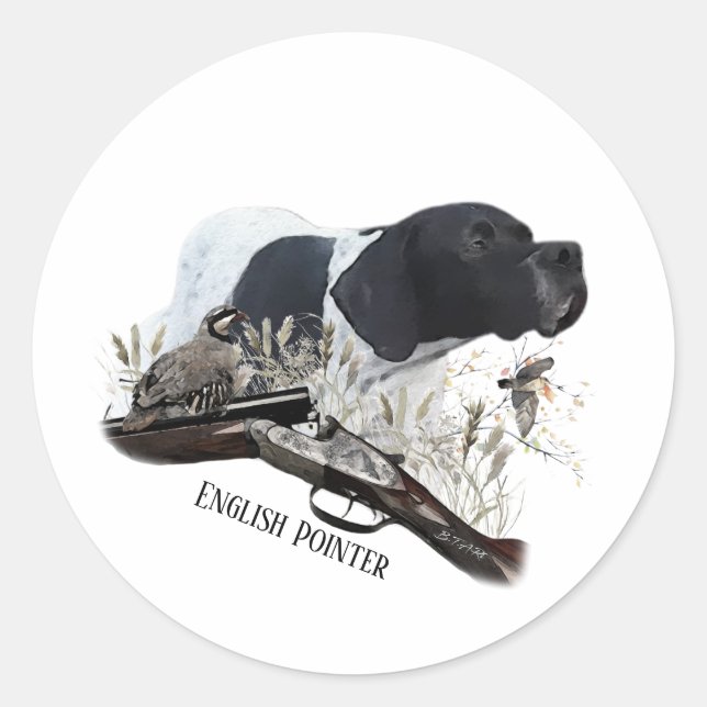 The English Pointer Classic Round Sticker (Front)