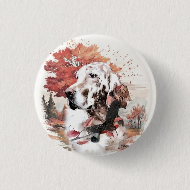 The English Setter,  Passion Hunting 3 Cm Round Badge (Front)