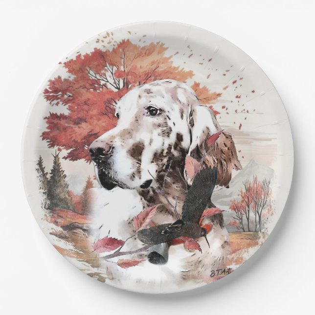The English Setter,  Passion Hunting Paper Plate (Front)