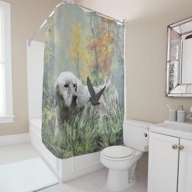 The English Setter,  Passion Hunting Shower Curtain (In Situ)