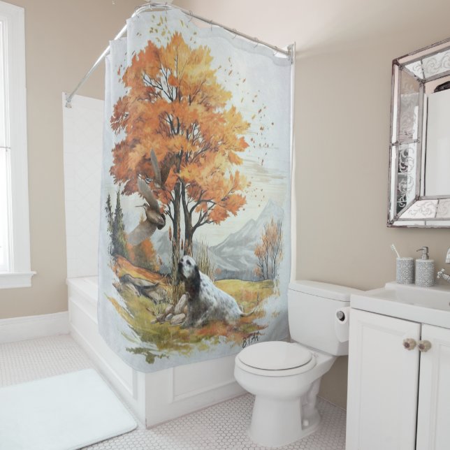 The English Setter,  Passion Hunting Shower Curtain (In Situ)