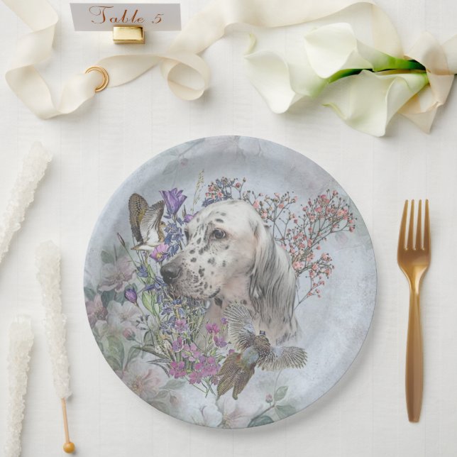The English Setter Portrait  , art  Paper Plate (Wedding)