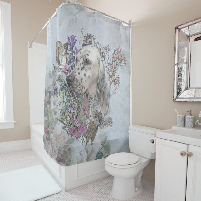 The English Setter Portrait  , art  Shower Curtain (In Situ)