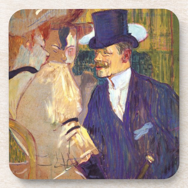 The Englishman by Toulouse Lautrec, Vintage Art Coaster (Front)