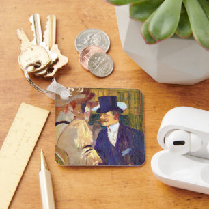 The Englishman by Toulouse Lautrec, Vintage Art Key Ring