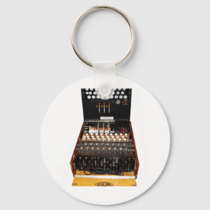 The enigma machine, vintage military messaging key ring