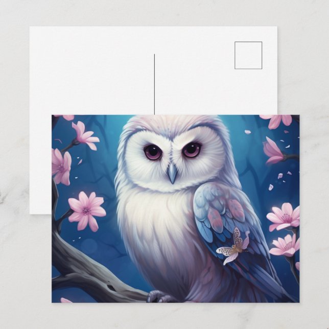 The Enigmatic Owl's Secret Postcard (Front/Back)