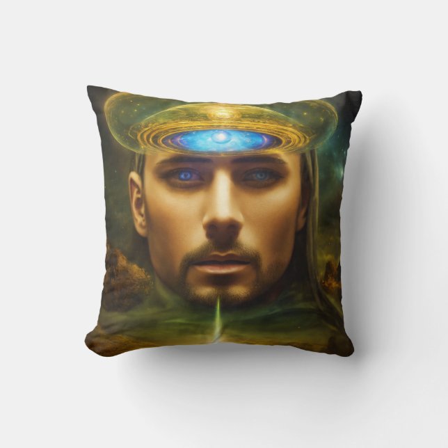 The Enlightened Vision :Cosmic Awakening with UF0 Cushion (Front)