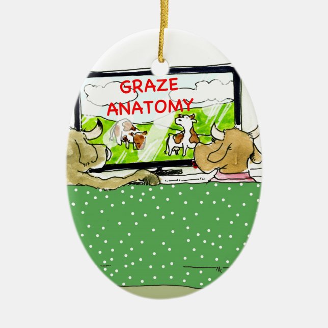 The Entertaining Cows Funny Ceramic Tree Decoration (Front)