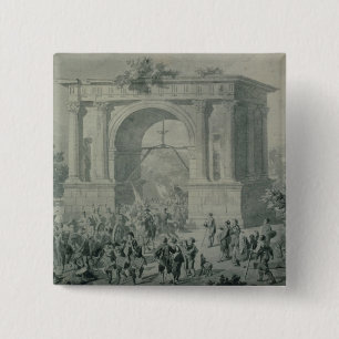 The entrance of French troops to A'Osta 15 Cm Square Badge