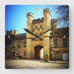 The Entrance to the Bishops Palace. Wells. Square Wall Clock