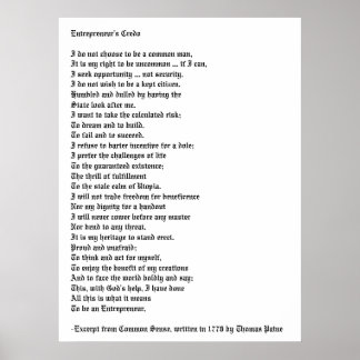 The Entrepreneur's Credo Poster