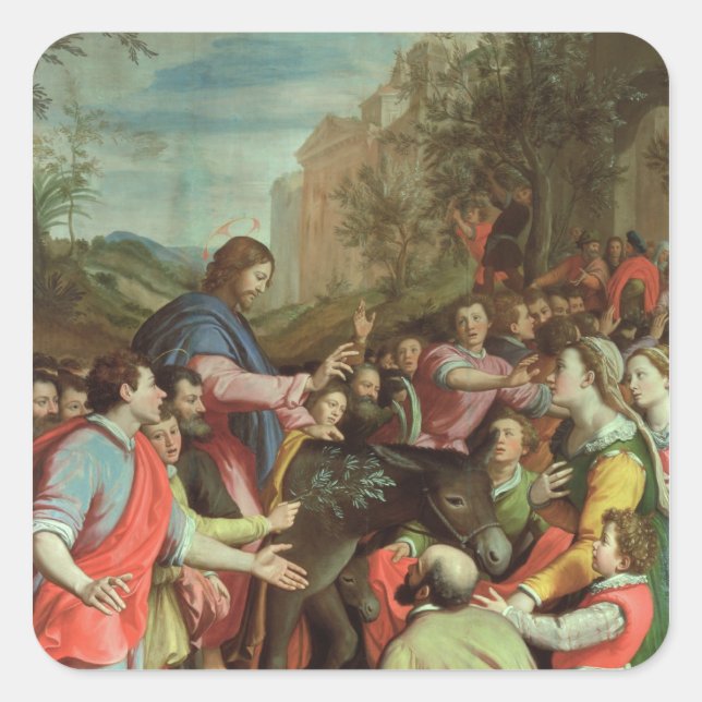 The Entry of Christ into Jerusalem Square Sticker (Front)
