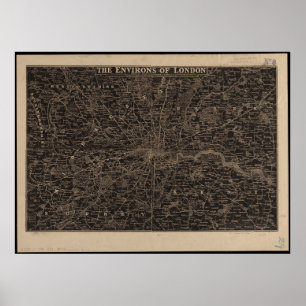 The Environs of London Vintage Black and White Poster